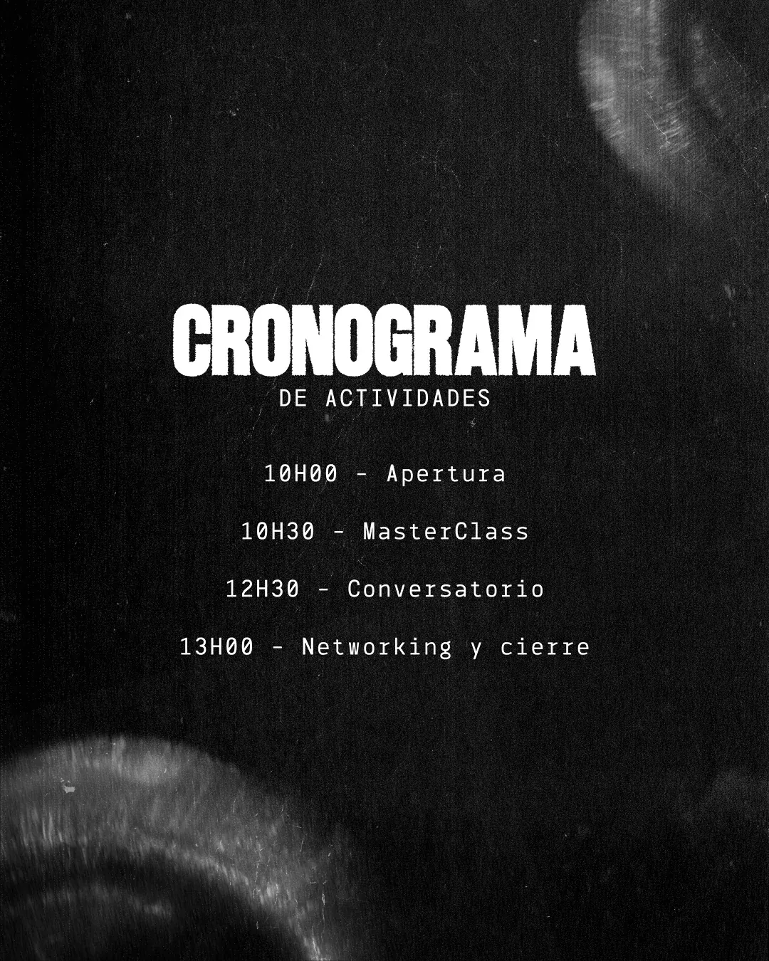 Cronograma de actividades de la masterclass
